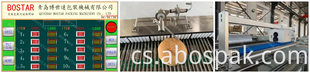Balicí linka strojů na balení potravin pro balení hamburgerových žemlí v rohlíku
